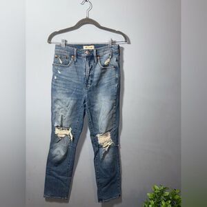 Madewell Womens Distressed Perfect Vintage Blue Denim Jeans Size 25 EUC